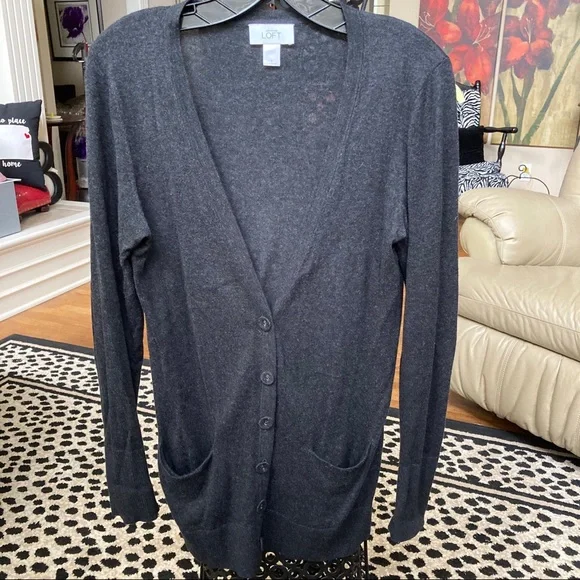 Ann taylor loft black cardigan hot sale
